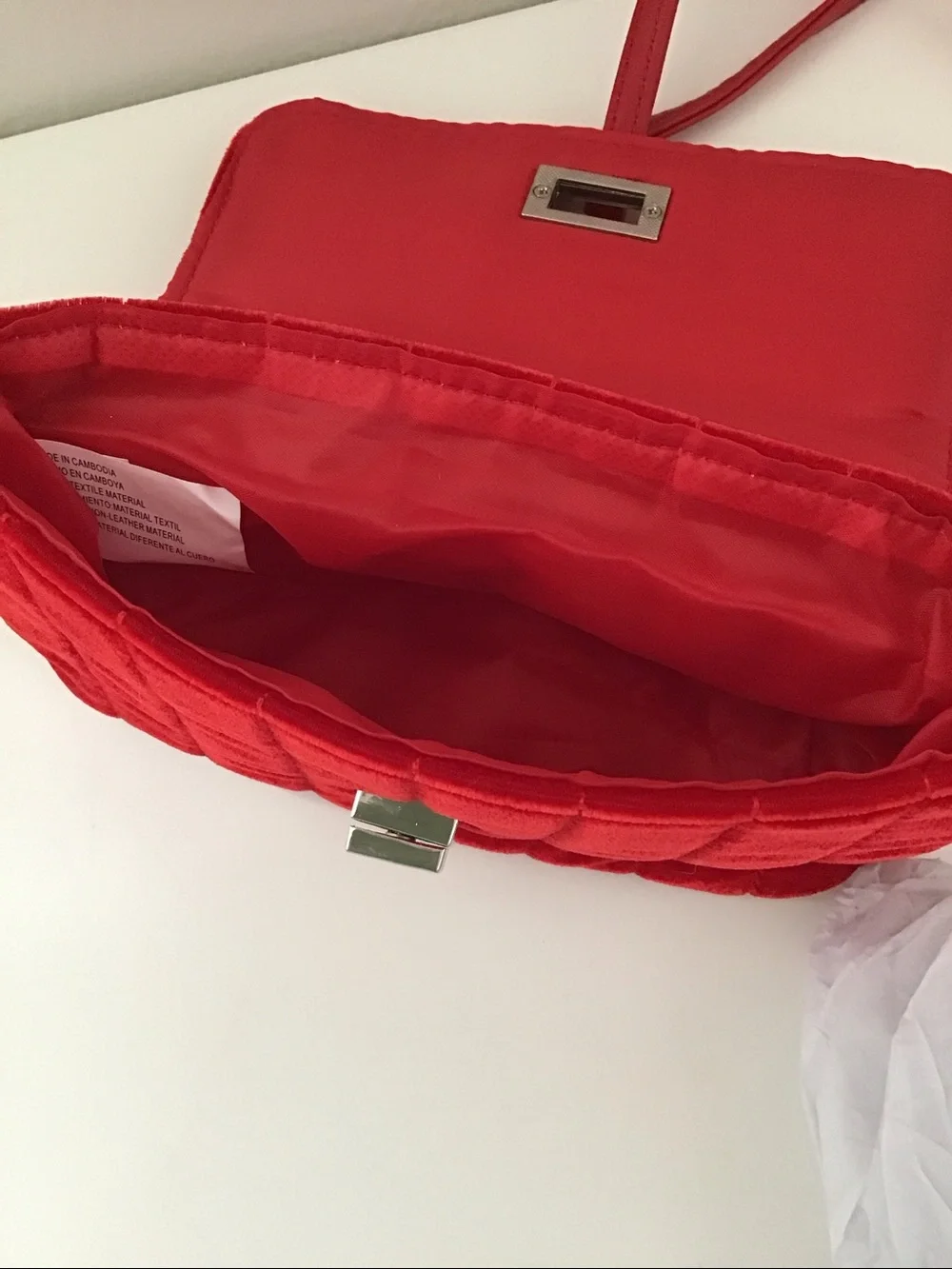 Girls Cat & Jack red velvet quilted crossbody bag